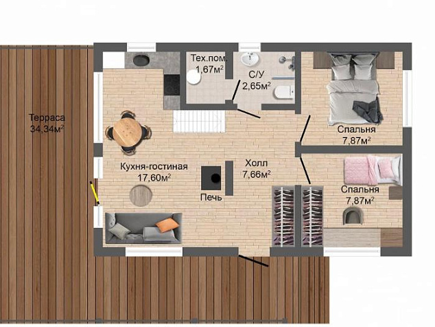Проект каркасного дома 90 2.0