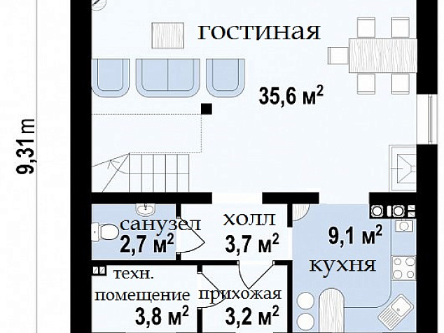 Проект каркасного дома Антей 24
